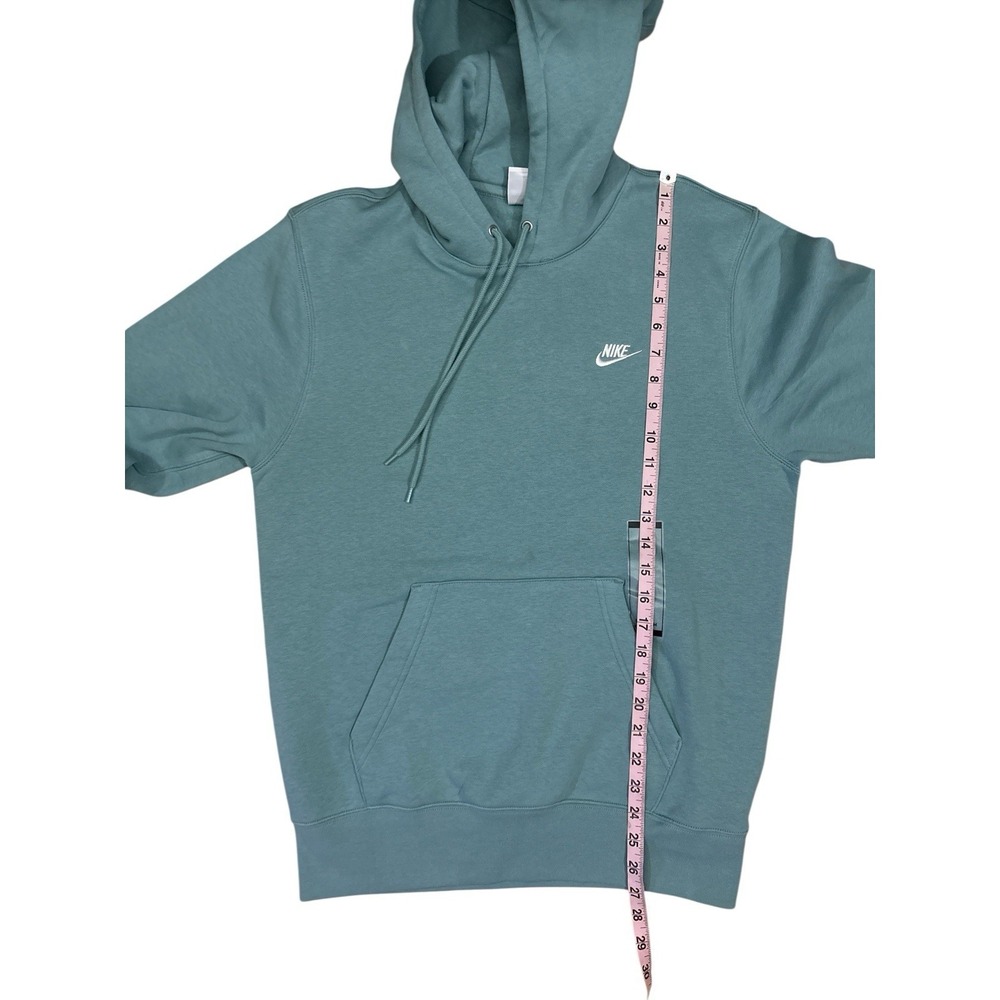 Nike Hoodie Club Fleece Long Sleeve Pullover Solid Green Logo MENS SMALL - Picture 8 of 8